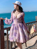 Fashion Tie Dye Printing V Neck Midi Dress Women Elegant Fairy Evening Party Dresses Female Sexy Backless Mini