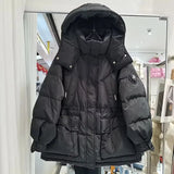 New Women's Hooded And Thickened Down Fashion Medium And Long Down Jacket