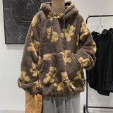 Harajuku Kawaii Hoodies Women Autumn Winter Warm Oversized Fleece Pullovers Thicken Lamb Wool Sweatshirt Korean