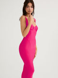 Bandage Dress Rose Red Strap Bodycon Dress For Women V-neck Summer Elegant Celebrity Evening Club Party Dresses Outfit