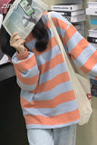Striped Sweatshirt Women Harajuku Hoodie Ladies Casual Korean Sweatshirt Female Fashion O Neck Long Sleeve Top