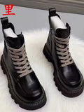 Winter New Thicksoled Boots British Trendy Shoes Tooling Boots Are Thin Locomotive Leather Boots Casual women