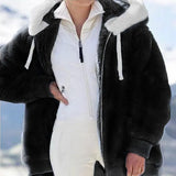 new autumn and winter loose plush zipper hooded jacket