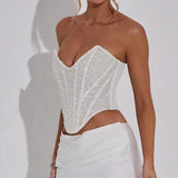 White Sequin Corset- Outfit