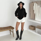 College Polo Collar Solid Color Loose Sweater Soft Tones Softly Wear Knitted Skin Fabric