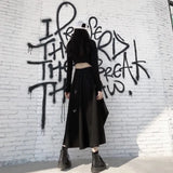 Harajuku Cargo Skirts Women High Waist Buckle Irregular Skirts Gothic Punk Freely Adjustable Black A Line Midi Long