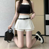 Half-Dress Girl Hottie Thin A-Word Short Skirt Summer New High-Waist College Style Pure Folding