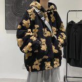 Harajuku Kawaii Hoodies Women Autumn Winter Warm Oversized Fleece Pullovers Thicken Lamb Wool Sweatshirt Korean