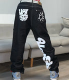 Letter Print Baggy Y2k Men Jeans High Street Vintage Hip Hop High Waisted Casual Straight Wide Leg Jeans Women