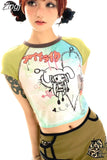 Cute Print Vintage Summer Tees Y2k Harajuku Camisetas Aesthetic Cartoon Slim Short Sleeve Crop Tops Tshirts Women O