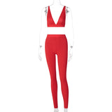 Women Tracksuit Sleeveless Vest Skinny Yoga Leggings Matching Jogger Set Solid Sporty Set 2022 Summer Workout