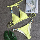 Zingj 2023 New Sport Bikini Sexy Crystal Diamond Bandage Red Split Female