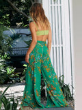 New Boho Print High Waist Belted Beachwear Loose Pants Summer Vacation Women Clothing Beach Wear Swim Suit Cover Up