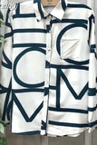 Down Collar Print Shirts Women Fashion Clothes Spring Office Lady Blouse Button Pocket Long Sleeve Tops Mujer