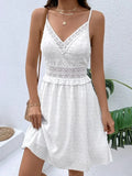 Dress Women White Mini Dress Female Sexy V Neck Spaghetti Strap Backless Dress Ladies Jacquard Slim Elegant Beach