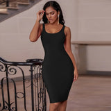 Dress Red 2022 Summer Women's Midi Dress Bodycon Elegant Sexy High Quality Yellow Pink White Evening Party Dress