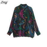 Women Vintage Paisley Print Translucent Chiffon Smock Blouse Office Lady Business Shirts Chemise Blusas Chic Tops