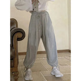 Gray Joggers Sweatpants Women Harajuku Streetwear High Waist Harem Wide Leg Pants Korean Casual Loose Sports Trousers