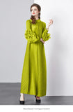 Folds Solid-Colored Dress Women's Niche Light-Cooked Three-Dimensional Flowers Loose Thin-Skinny Long