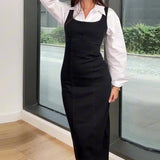 Zingj 2023 New Advanced Sense To Accept The Waist Fake Two Long Sleeves Wrapped Hip Dress-Outfit