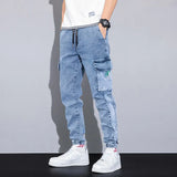 New Men Trousers Jeans All-Match Straight Slim Trousers Spring and Autumn Thin Stretch Casual Trousers for