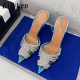 New Glitter Crystal Rhinestones PVC Transparent Women Pumps Designer Style High Heels Party Prom Shoes Female