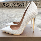 Pumps Famous Brand Designer Shoes for Women Snake's Pattern Pointed Toe Sexy High Heels 12 cm plus size YG021