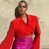 Button Elegant Blazer For Women Coats Autumn Long Sleeve Short Jacket Female Fashion Notched Collar Blazers