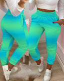 Styles Spring Summer Fashion Solid And Print Shirring Waist Pocket Design Casual Long Cargo Pants Sportswear Women's