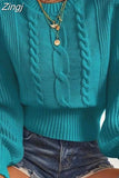 Women Sweater Elegant Lantern Sleeve Knitted Pullover Soft Warm Solid Female Casual