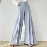 Zingj Korean Chic Summer New Temperament High Waist Versatile Pressure Fold Design Loose Hanging Feeling Drag The Floor Wide Leg Suit Pants Woman-Outfit