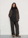 New Loose Knitting Jacket Solid Color High-Collar Loose Autumn And Winter Women's
