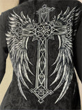 punk long sleeve knit top with skull