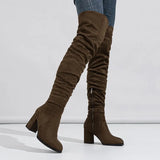 Zingj New Over-The-Knee Boots Soft Face Natural Wrinkle Thick Heel Outdoor Street T Table Women's Boots 35-42 Yards Count-Outfit