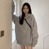Oversized Sweatshirts Women Autumn Winter 2022 Half Zip Up Pullover Casual Tops Polo Clothes Streetwear Sudaderas De