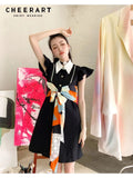 Pearl Chain Black Designer Shirt Dress For Women 2022 Sleevless Summer Mini Button Up Collar Dress Designer