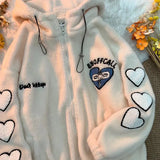White Summer Outfits Kawaii Clothes Y2K Oversized Zipper Korean Style Long Sleeve Couple Sweatshirts Hoodies Women