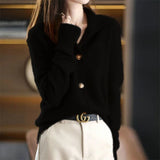 Winter Stand Collar Elegant Fashion Buttons Sweater Women Solid All-match Knitting Cardigan Lady Korean Style Warm