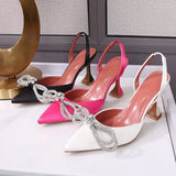 High Heels 2021 New Early Spring Women's Bow Rhinestone Women's Toe Cap