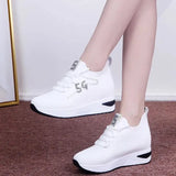 Increase White Women Shoes 2022 Spring Mesh Breathable Sport Casual Shoes Women Wedge Platform Shoes Zapatos De
