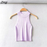 Style Summer New sexy Ladies tops 2021 Slim Crop Elastic Solid Color Narrow Shoulder Vest black tops women tank