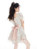 Sweet Dress Women France Vintage Elegant Party Mini Dresses Female Print Casual Fairy Dress