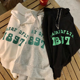 Letter Print Button POLO Collar Sweatshirt Women Casual Loose Harajuku Oversized Hooded Pullover Brand Fashion