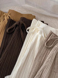 Quality Soft Knitted Wide Leg Pant 2023 Winter Thicken Warm Knitwear High Waist Drawstring Knitting Pants Koean Casual
