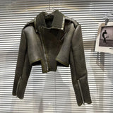 2022 Winter New Arrival Long Sleeve Lambswool Fur Leather Coat Turn Down Collar Short Jacket Women