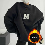 Women Letter Embroidery Gray Sweatshirts Oversize Long Sleeve O Neck Loose Pullovers Female Streetwear Hoodies Tops Autumn