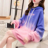 and summer gradient color hooded women's sweater 2023 new Korean style long-sleeved top loose lazy style net red
