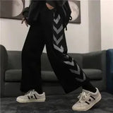 straight print women's pants Korean version ins elastic waist loose wide-leg mopping pants street hip-hop ulzzang