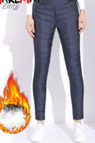 Winter Women Pants Warm Fleece Duck Down High Waisted Trousers Classic Skinny Thick Velvet Pants for