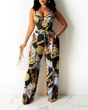 Pre-fall Women Colorblock Zipper Back Cami Top & Wide Legs Contrast Pipping Pants Set Summer Two Piece Suits